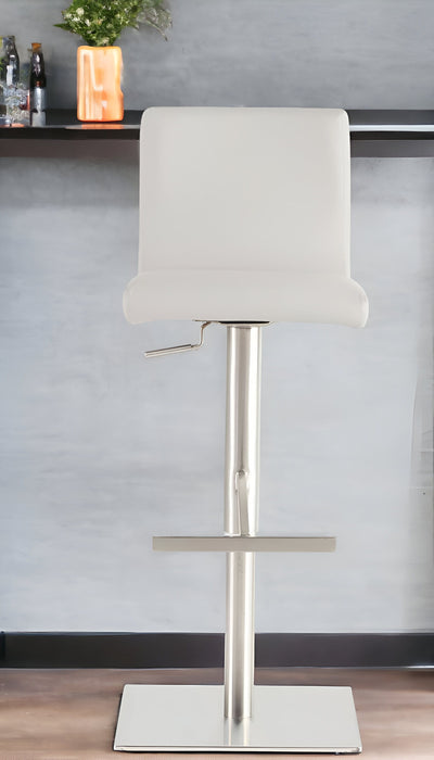 Steel Swivel Low Back Bar Height Bar Chair - White / Silver