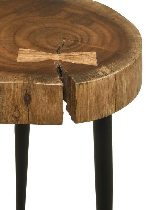 Keith - Round Wood Top Side Table - Natural And Black - Simple Home Plus