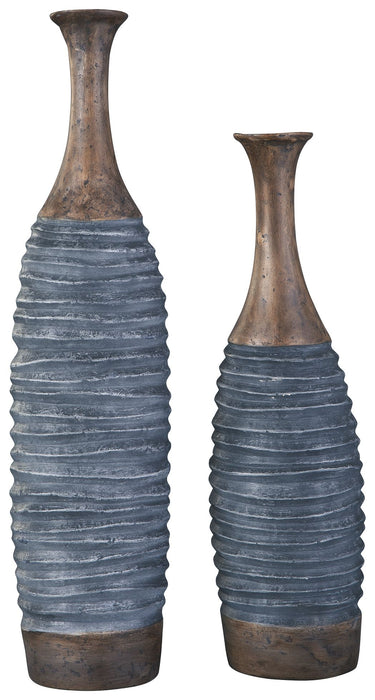 Blayze - Antique Gray / Brown - Vase Set (Set of 2) - Simple Home Plus