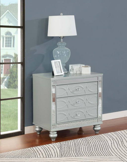 Gunnison - 2-Drawer Nightstand - Silver Metallic - Simple Home Plus