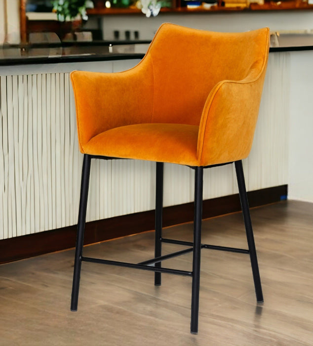 Iron Low Back Counter Height Bar Chair - Yellow And Black