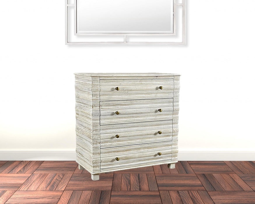 Solid Wood Seven Drawer Dresser - White Wash