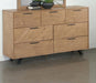 Taylor - 7-Drawer Rectangular Dresser - Light Honey Brown - Simple Home Plus