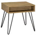 Fanning - Square End Table With Open Compartment - Golden Oak And Black - Simple Home Plus