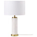 Lucius - Drum Shade Bedside Table Lamp - White And Gold - Simple Home Plus