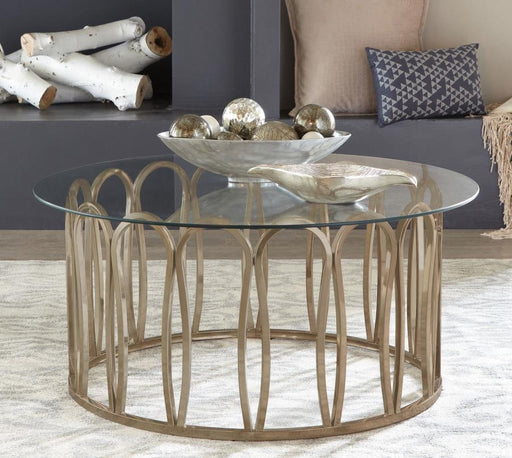 Monett - Round Coffee Table - Chocolate Chrome And Clear - Simple Home Plus