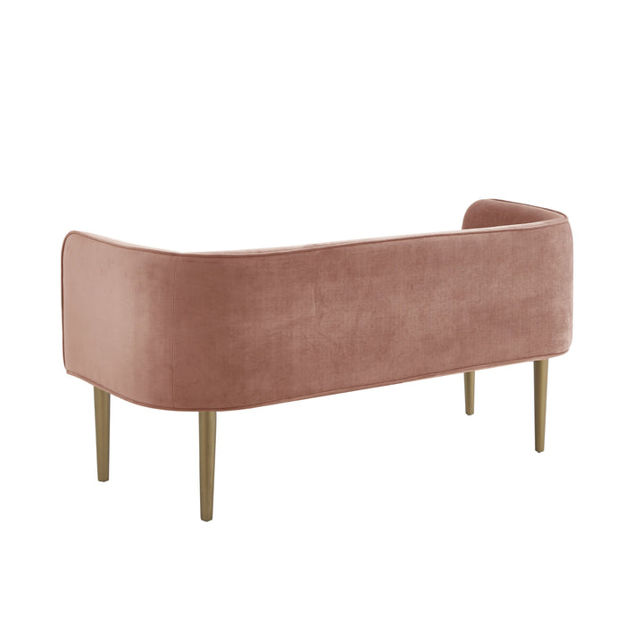 Velvet Upholstered Bench - Brown / Blush