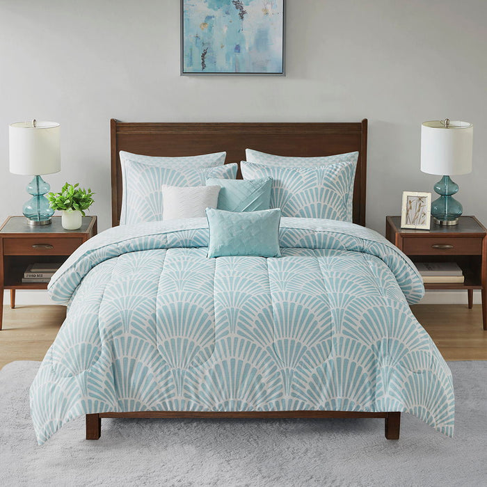 Conway - 10 Piece Comforter Set With Bed Sheets - Light Blue