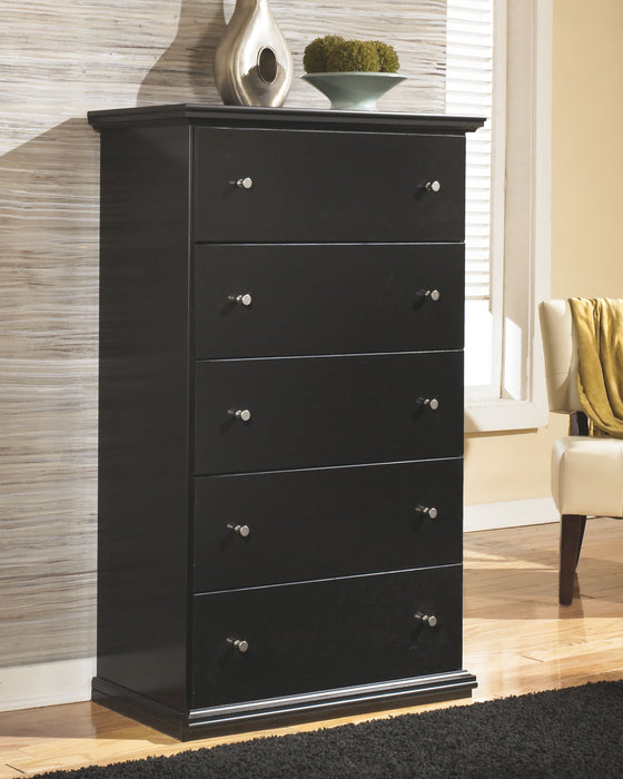 Maribel - Black - Five Drawer Chest - Simple Home Plus