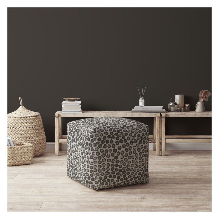 Cotton Floral, Pouf Ottoman - Beige