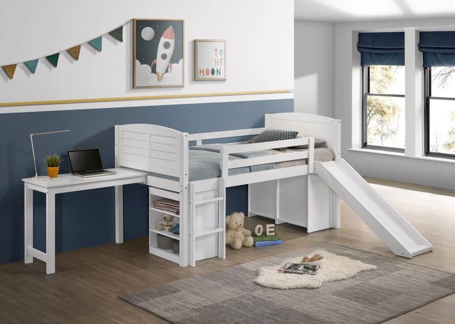 Millie - Twin Workstation Loft Bed - White - Simple Home Plus