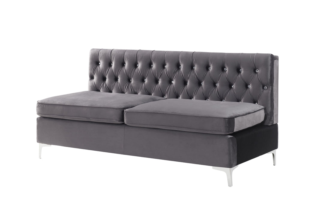 Velvet Sofa And Toss Pillows With Chrome Legs - Gray