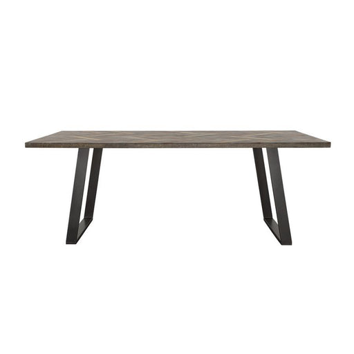 Misty - Sled Leg Dining Table - Gray Sheesham And Gunmetal - Simple Home Plus