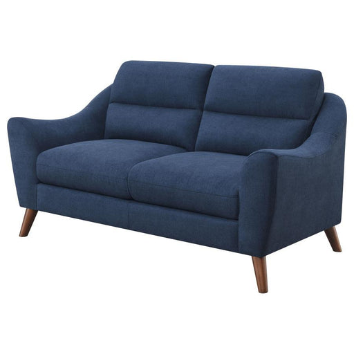 Gano - Sloped Arm Upholstered Loveseat - Navy Blue - Simple Home Plus