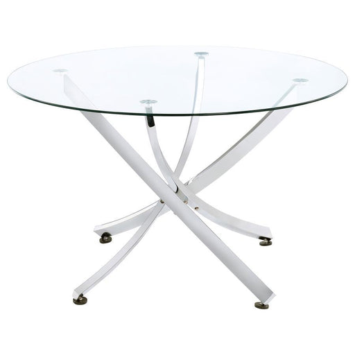 Beckham - 5 Piece Round Dining Set - Chrome And White - Simple Home Plus