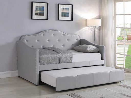 Elmore - Upholstered Twin Daybed With Trundle - Pearlescent Gray - Simple Home Plus