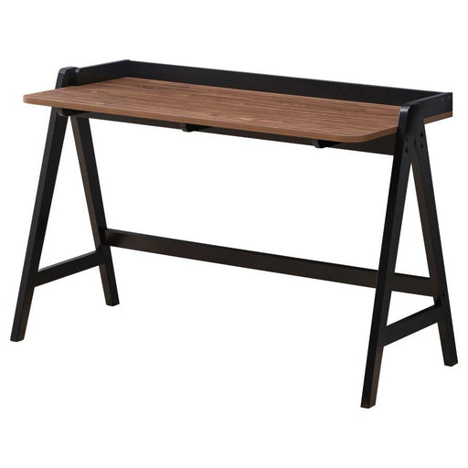 Raul - Writing Desk With USB Ports - Walnut And Black - Simple Home Plus