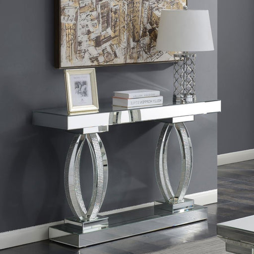 Amalia - Rectangular Sofa Table With Shelf - Clear Mirror - Simple Home Plus