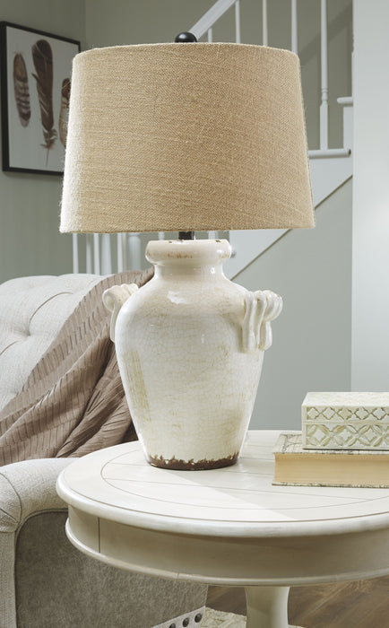 Emelda - Cream - Ceramic Table Lamp - Simple Home Plus