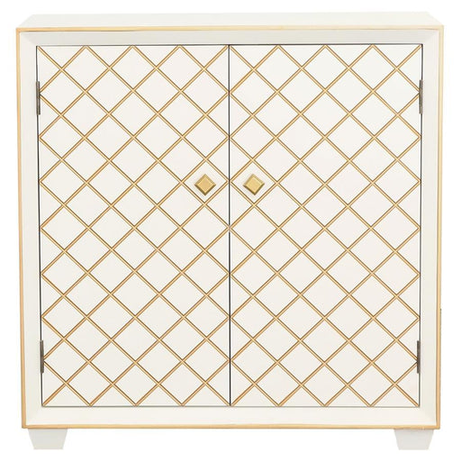 Belinda - 2-Door Accent Cabinet - White And Gold - Simple Home Plus