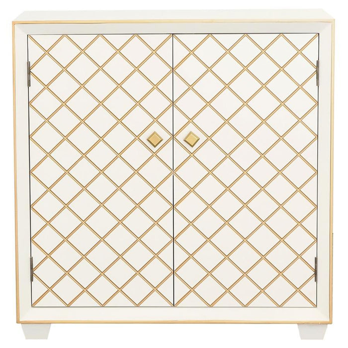 Belinda - 2-Door Accent Cabinet - White And Gold - Simple Home Plus