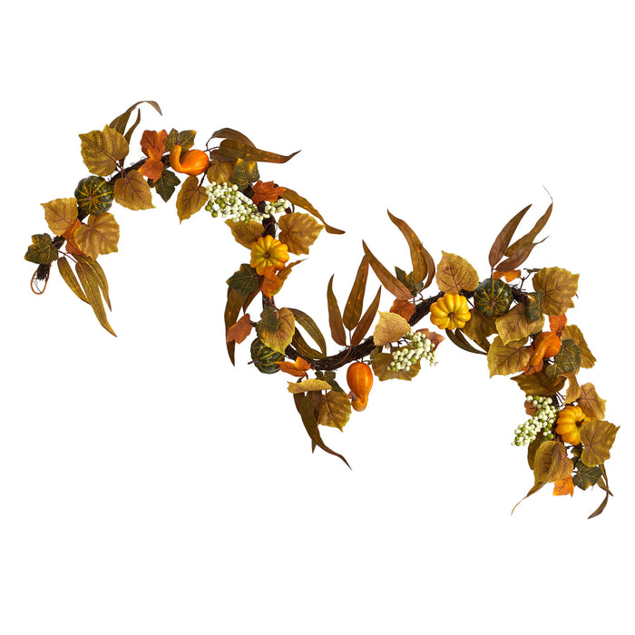 6 Pumpkin, Gourd and Berries Artificial Garland