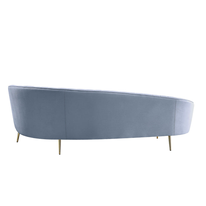 Velvet Curved Sofa With Legs - Light Gray / Gold