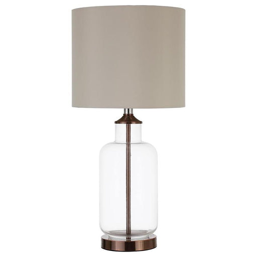 Aisha - Drum Shade Table Lamp - Creamy Beige And Clear - Simple Home Plus