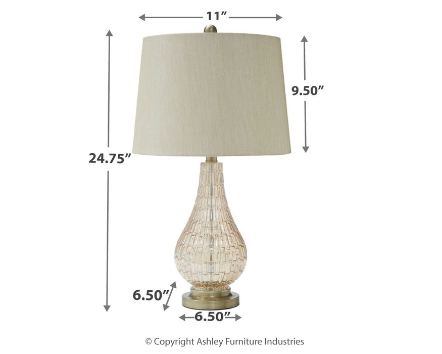 Latoya - Beige - Glass Table Lamp - Simple Home Plus