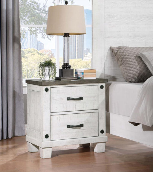 Lilith - 2-Drawer Nightstand - Distressed Gray And White - Simple Home Plus