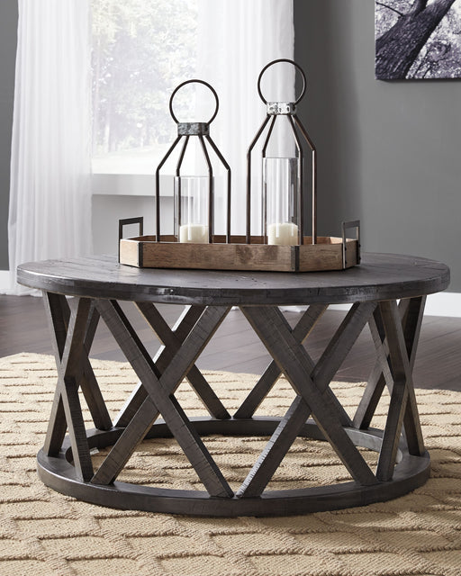 Sharzane - Grayish Brown - Round Cocktail Table - Simple Home Plus