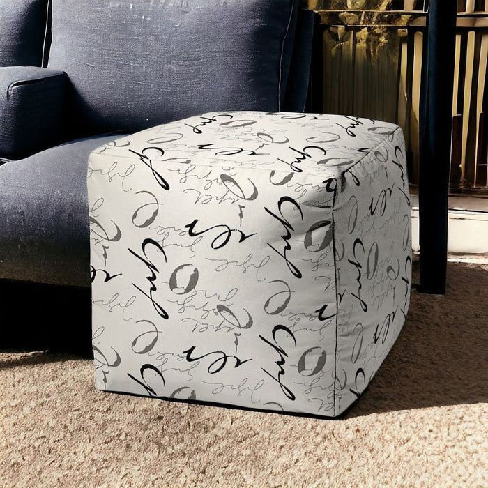 Cube, Indoor Outdoor Pouf Cover Fabric - Gray