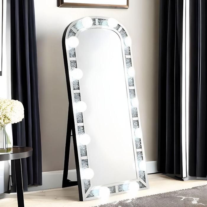 63" Faux Diamonds Cheval Standing Mirror - Mirrored