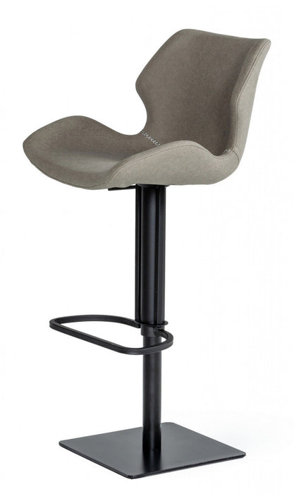 Faux Leather And Stainless Steel Swivel Low Back Bar Height Bar Chair - Gray / Black