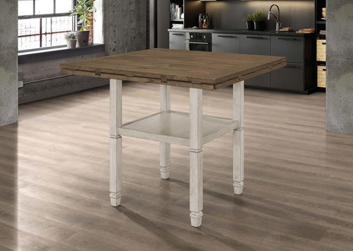 Sarasota - Counter Height Table With Shelf Storage - Nutmeg And Rustic Cream - Simple Home Plus