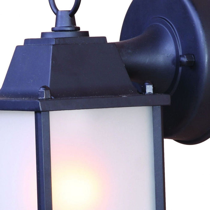 Hanging Frosted Glass Lantern Wall Light - Matte Black