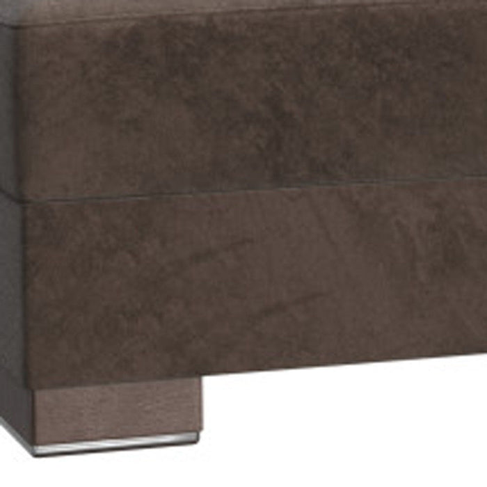 Microfiber Tufted Storage Ottoman - Brown