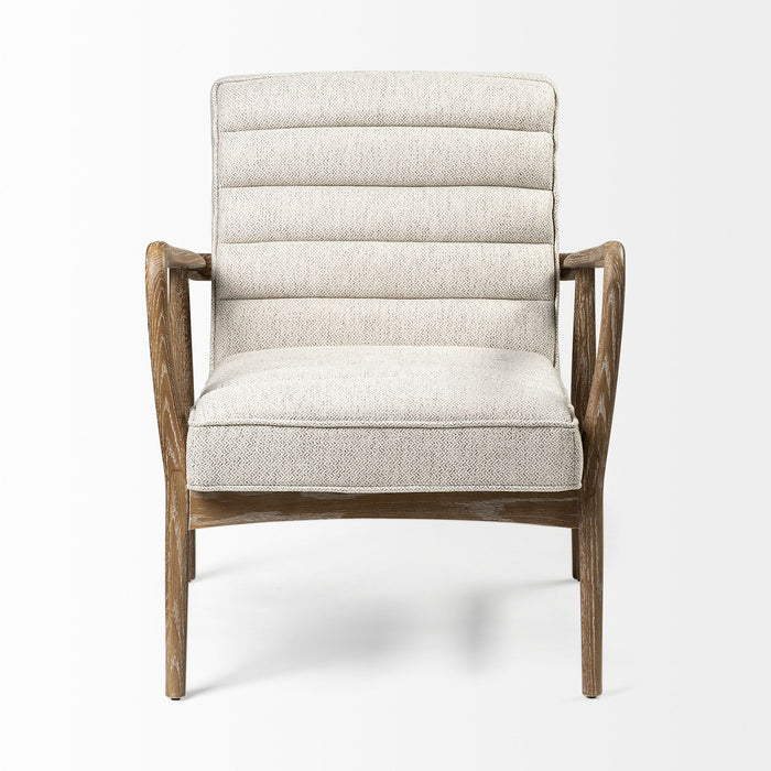 Fabric Lounge Chair - Cream / Brown