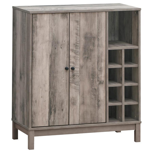 Cheyenne - 2-Door Wine Cabinet With Stemware Rack - Weathered Acacia - Simple Home Plus