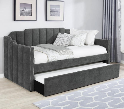 Kingston - Upholstered Twin Daybed With Trundle - Charcoal - Simple Home Plus