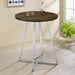 Burkhart - Sled Base Round Bar Table - Brown Oak And Chrome - Simple Home Plus