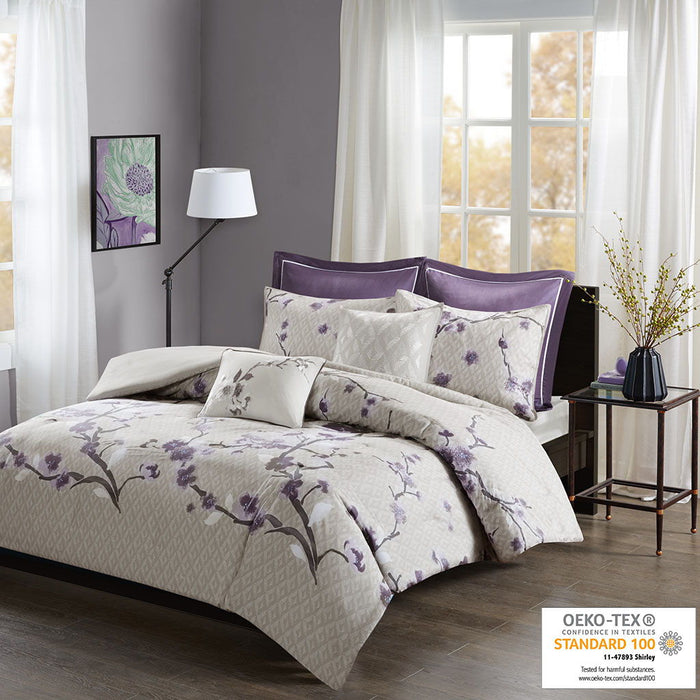 Holly - 7 Piece Duvet Cover Set - Purple