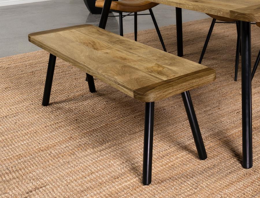 Maverick - Rectangular Dining Bench - Natural Mango And Black - Simple Home Plus