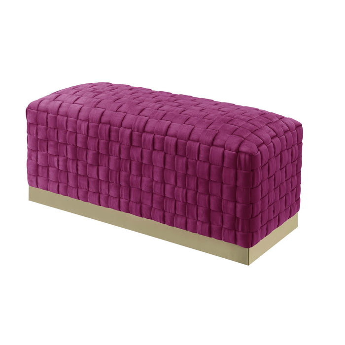 Upholstered Velvet Bench - Fuchsia / Gold