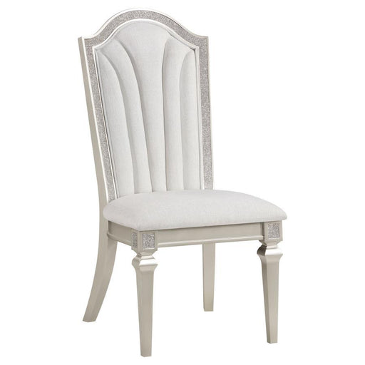 Evangeline - Upholstered Dining Side Chair With Faux Diamond Trim (Set of 2) - Ivory And Silver Oak - Simple Home Plus