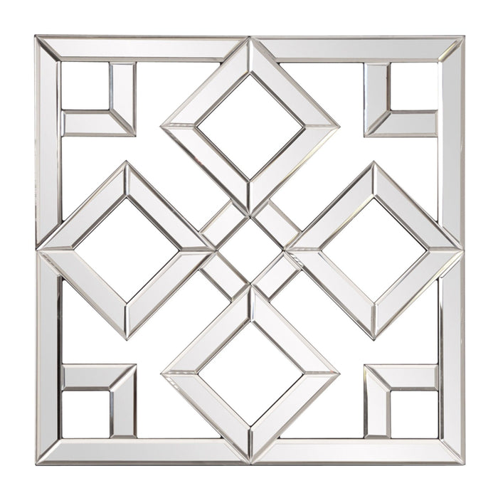 Interlocking Mirrored Squares With Lattice Design - Silver