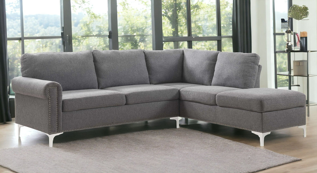 Polyester L Shaped Two Piece Sofa And Chaise Sectional - Gray