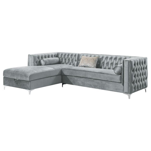 Bellaire - Button-Tufted Upholstered Sectional - Silver - Simple Home Plus