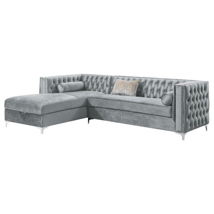 Bellaire - Button-Tufted Upholstered Sectional - Silver - Simple Home Plus