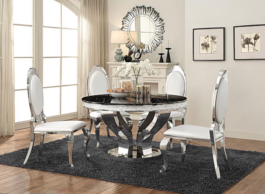 Anchorage - 5 Piece Round Dining Set - Chrome - Simple Home Plus